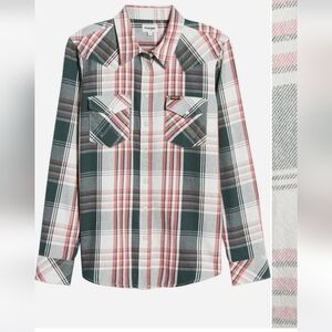 Wrangler Boyfriend Long Sleeve Plaid Shirt - Size XL - 100% Cotton